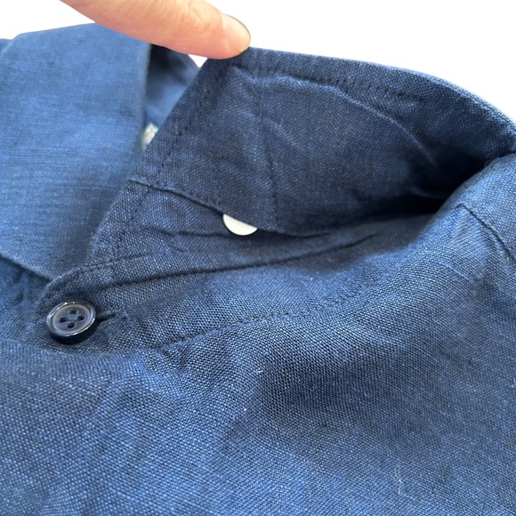Collars & Co. Men's Linen Dress Shirt Medium navy blue button up NWT - Picture 9 of 11